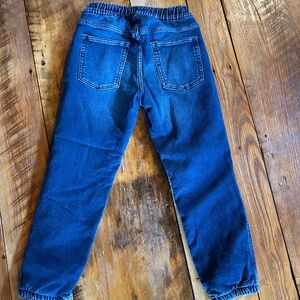 Fleeced lined pull on denim jogger pants